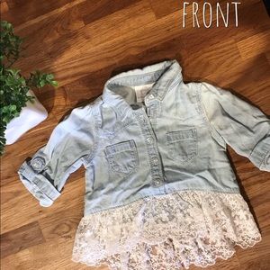 Great condition!! Baby Girl denim & lace shirt.